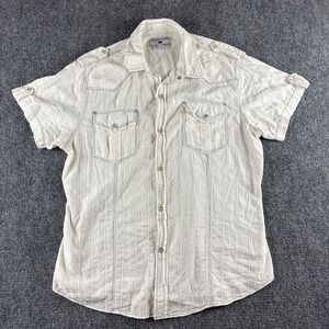 Pop Icon Clothing Buckle Exclusive Western Snap Shirt Men's XL Cream Grunge